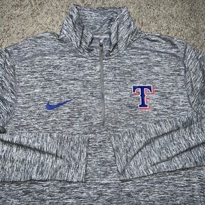 NWOT Texas Rangers Nike Element Half Zip Performance Top Heathered Gray Large